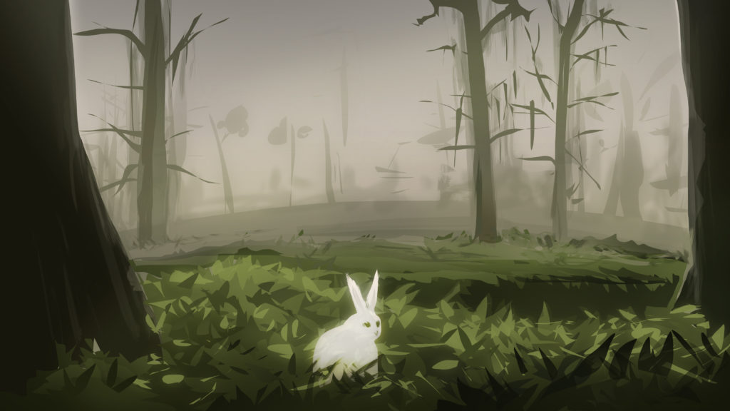 digital sketch forest landscape bunny