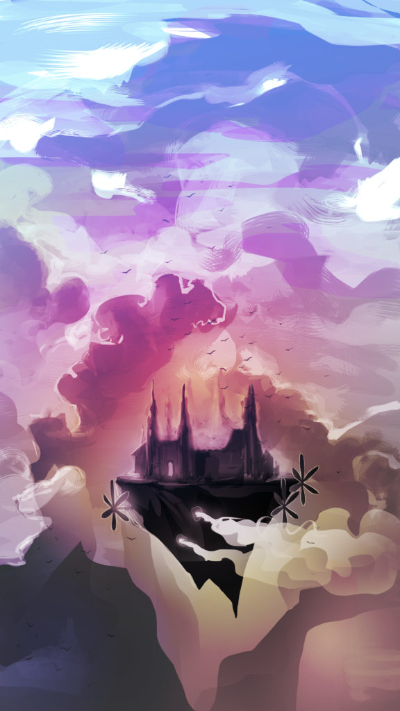 concept art video game floating castle