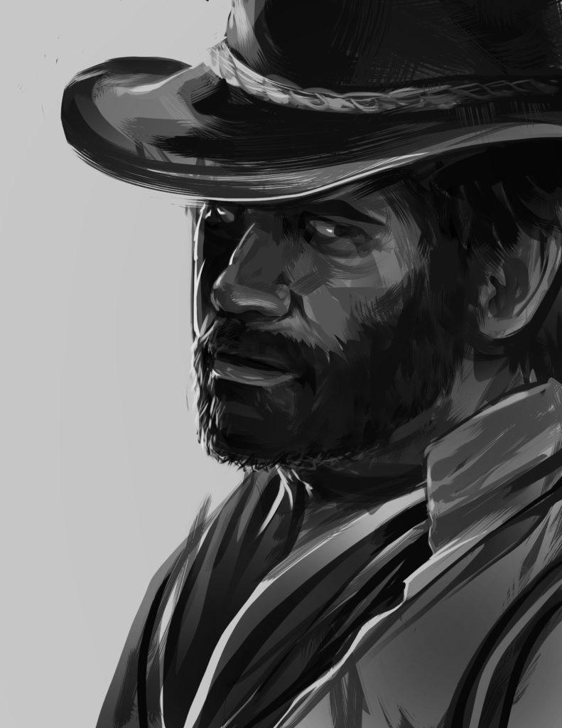 red dead redemption sketch bw