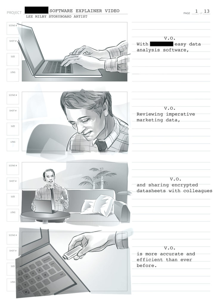 storyboard technology commercial black and white