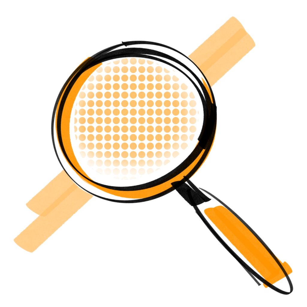 magnifying glass orange icon